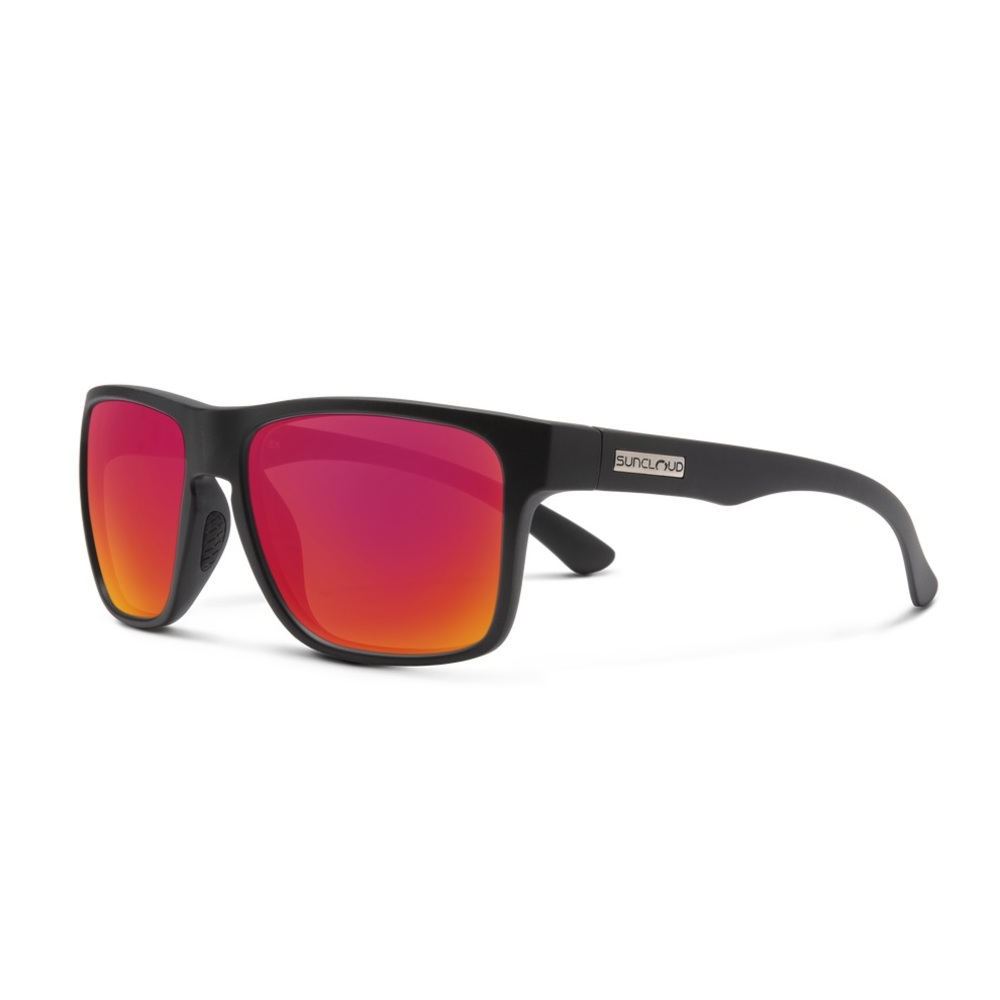 Suncloud Matte Black + Polarized Red Mirror Lens M-L Fit Large Coverage